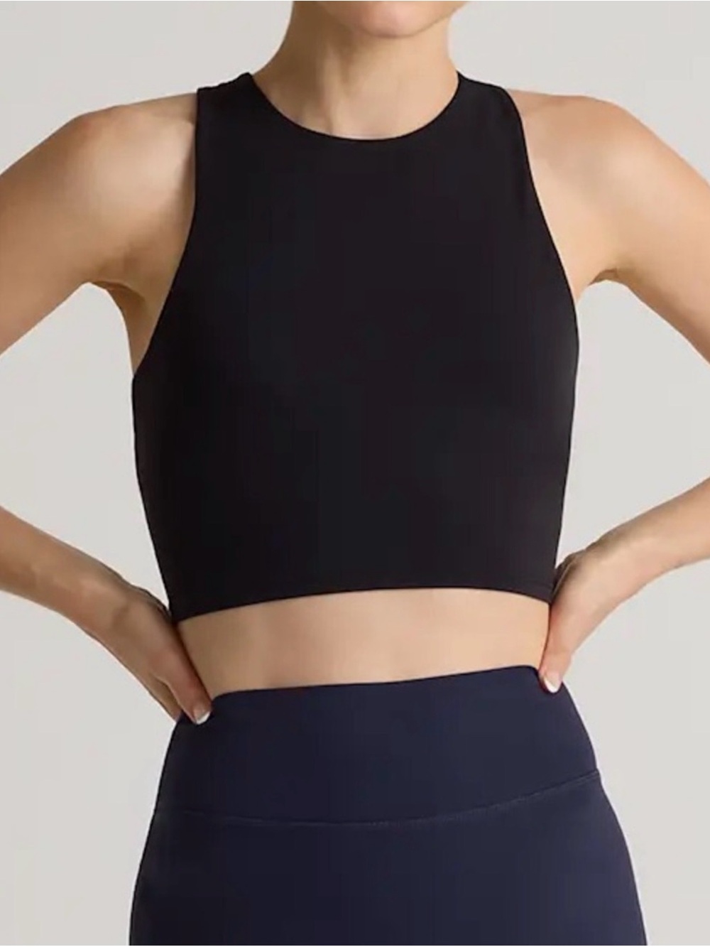 Quince NWOT Ultra-Form High-Neck Cropped Tank Black Large Crop Tank Top